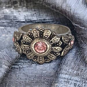 Vintage floral marcasite gemstone ring